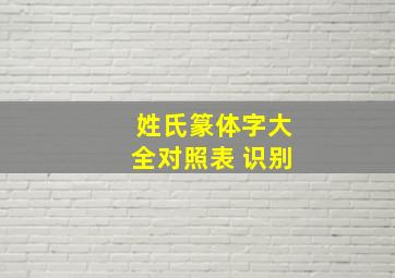 姓氏篆体字大全对照表 识别